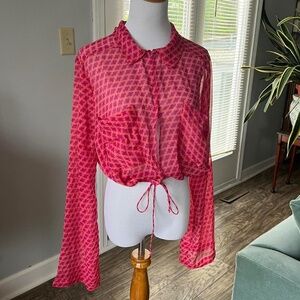 Free People pink and orange mesh top
